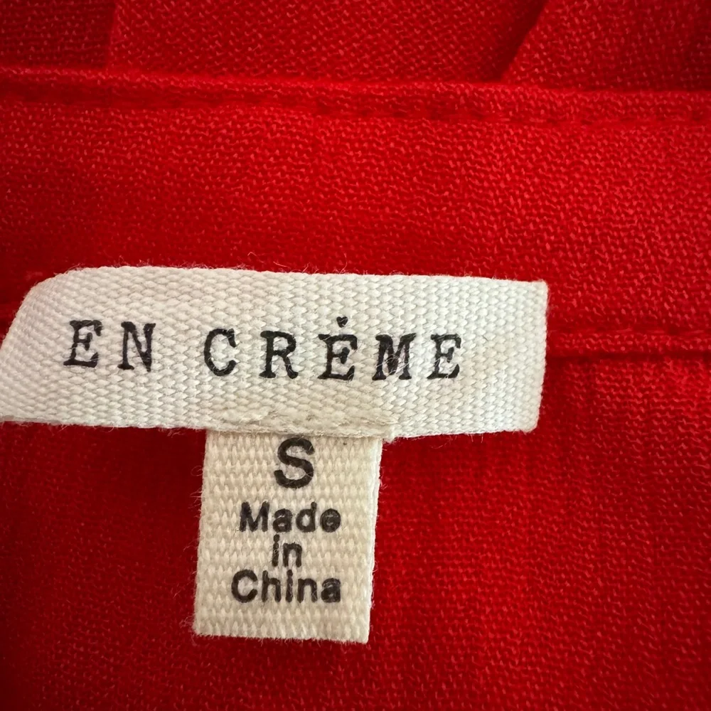 En Creme Red Midi Dress‎ with White Embroidery folk aesthetic modern gypsy Small - Picture 7 of 9